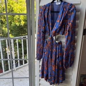 A.L.C. Long Sleeve Dress in Blue and Orange